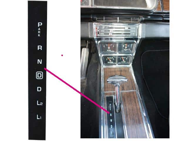 Console Lens Shifter OVERLAY: 66-67 Impala / Caprice overdrive Auto